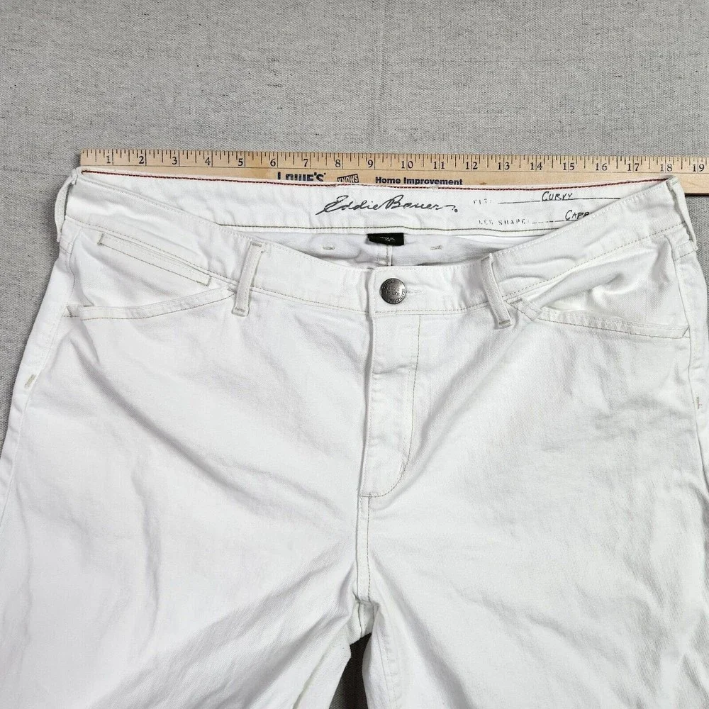 Eddie Bauer Womens Size T16 White Curvy Crop Capri Denim Jeans - Picture 8 of 14